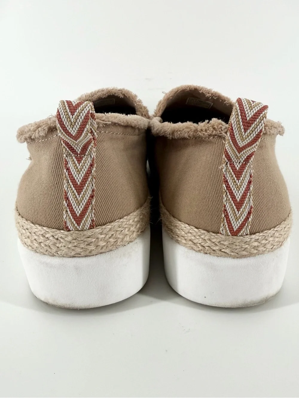 Skechers BOBS Sz 10 Flexpadrille Hi Be Rosey Tan Canvas Espadrille Slip On Shoes
